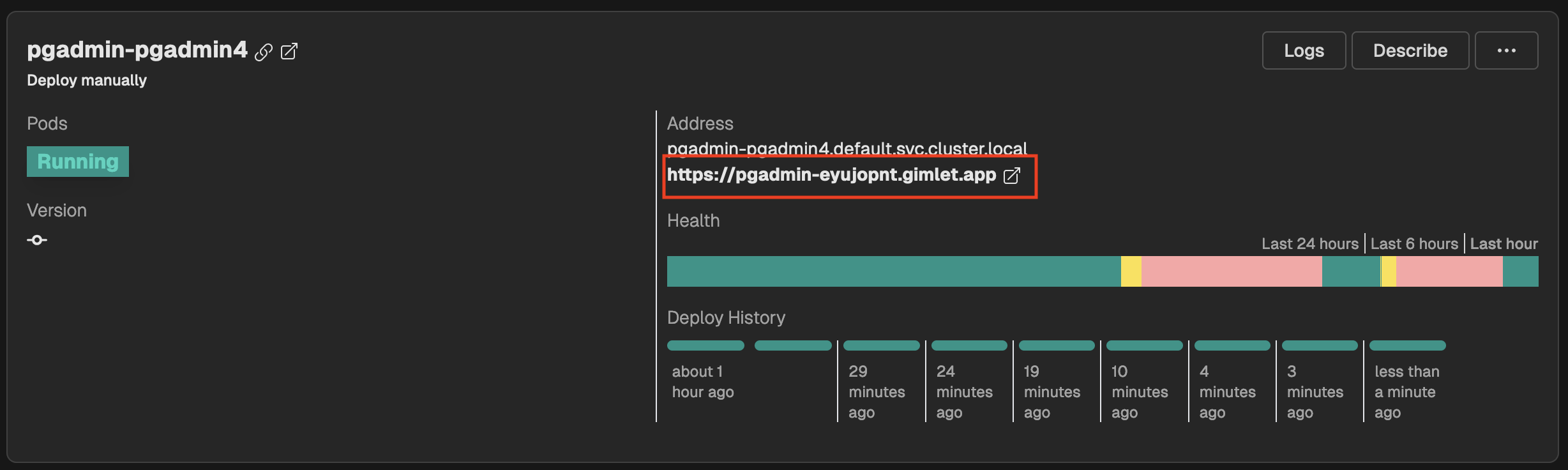 Deploy pgAdmin with Gimlet.io