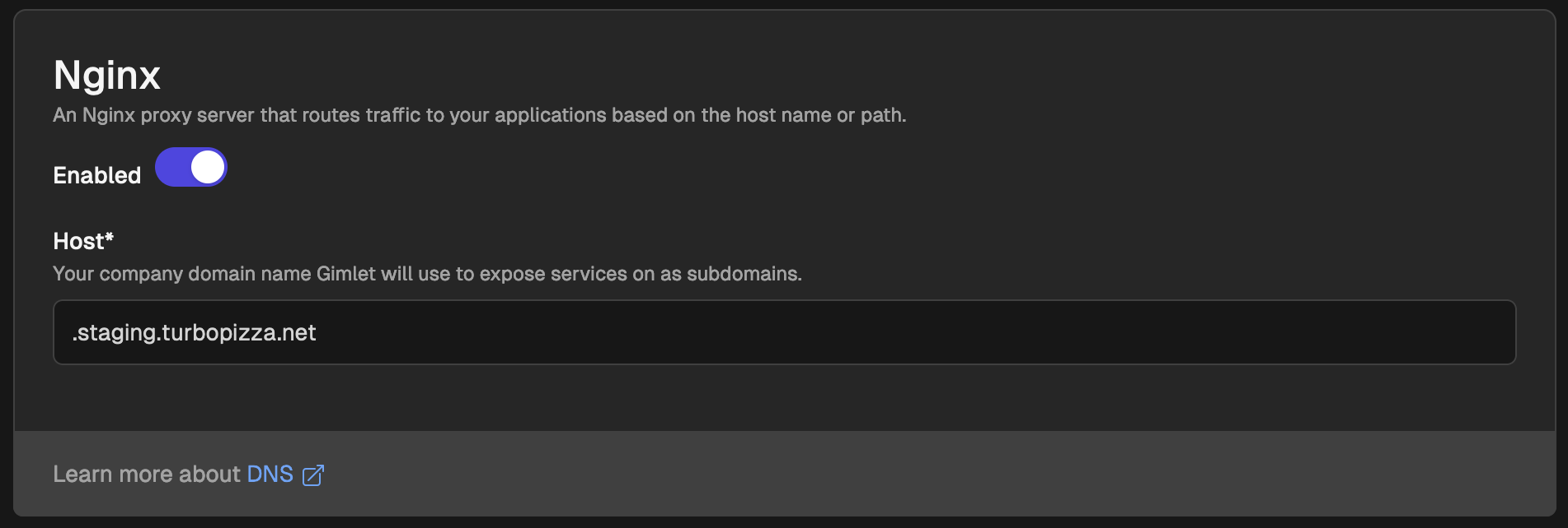 Nginx configuration in Gimlet