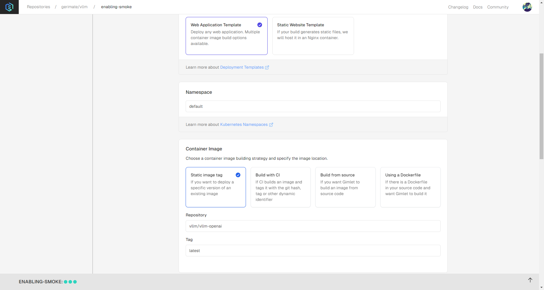 Deployment settings for vLLM, an inference for large language models (LLMs).